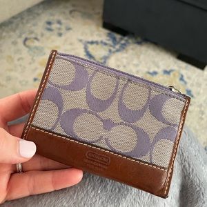 Purple leather coach mini wallet